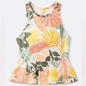 Matilda Jane Floral Peplum Tankini Swim Top Women’s Large L Tropical